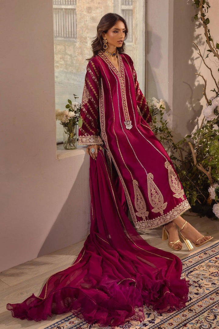 VISAAL - CRANBERRY SHIRT AND DUPATTA - Annus Abrar - Luxury Pret - raniazara