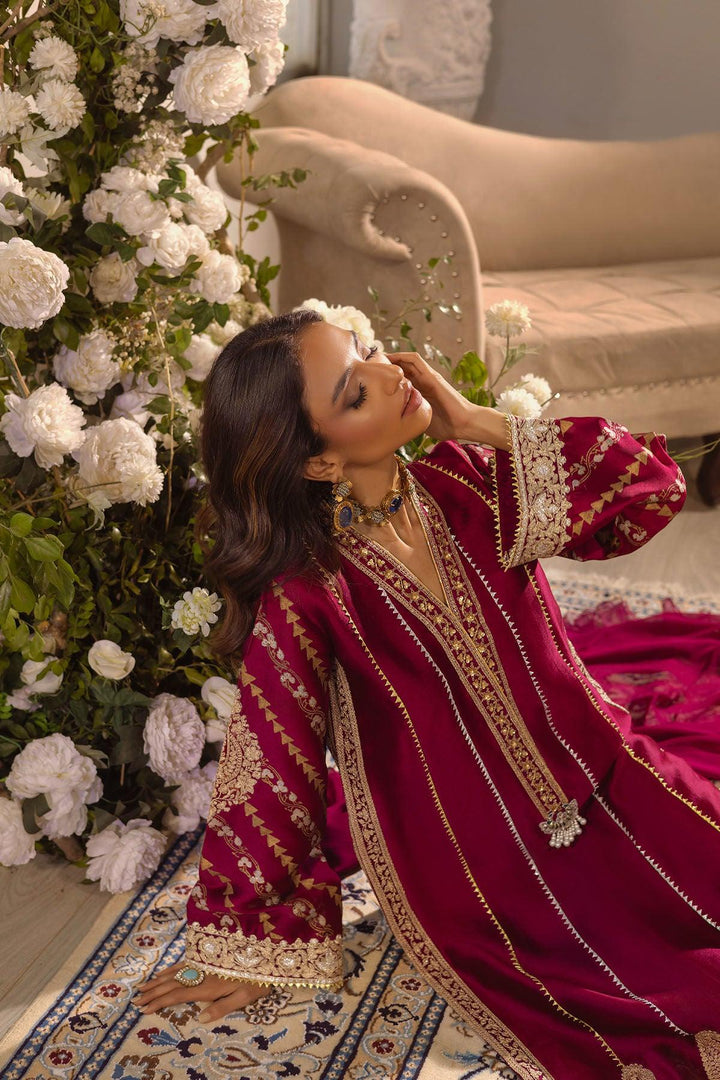 VISAAL - CRANBERRY SHIRT AND DUPATTA - Annus Abrar - Luxury Pret - raniazara