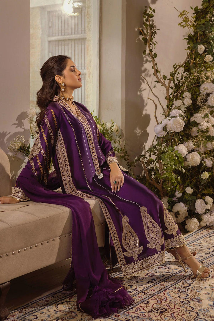 VISAAL - AUBERGINE SHIRT AND DUPATTA - Annus Abrar - Luxury Pret - raniazara