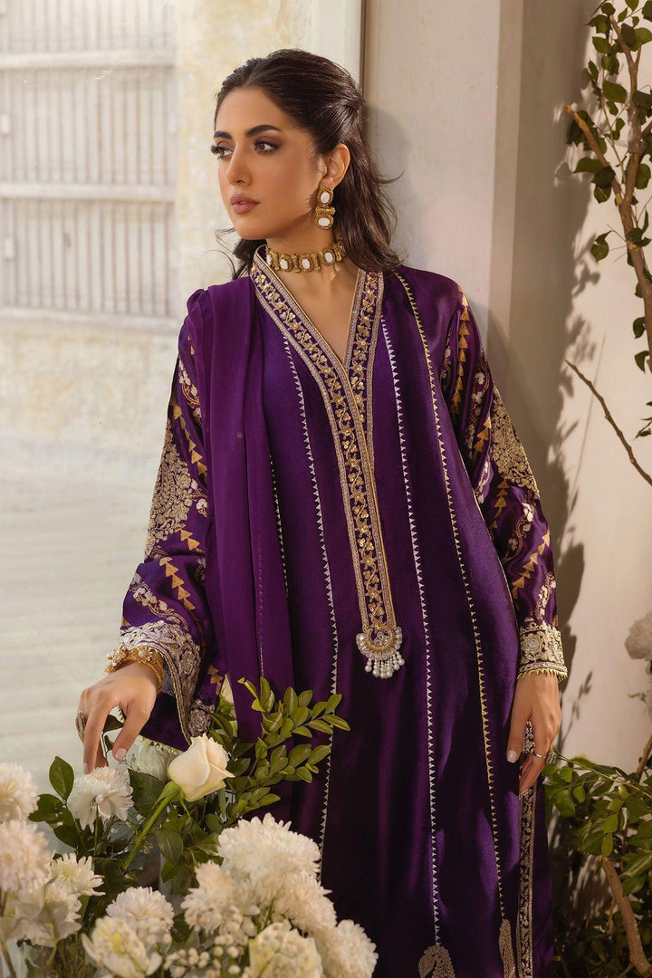 VISAAL - AUBERGINE SHIRT AND DUPATTA - Annus Abrar - Luxury Pret - raniazara