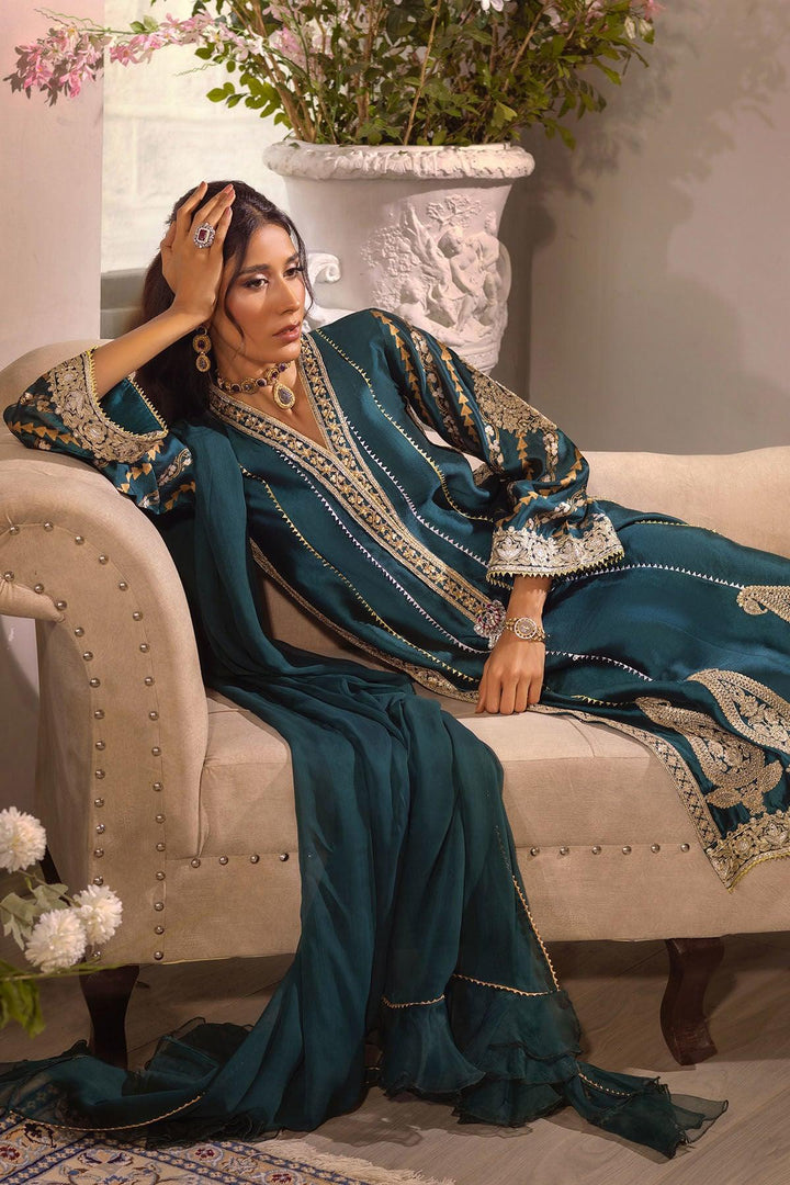 VISAAL - EMERALD SHIRT AND DUPATTA - Annus Abrar - Pret - raniazara