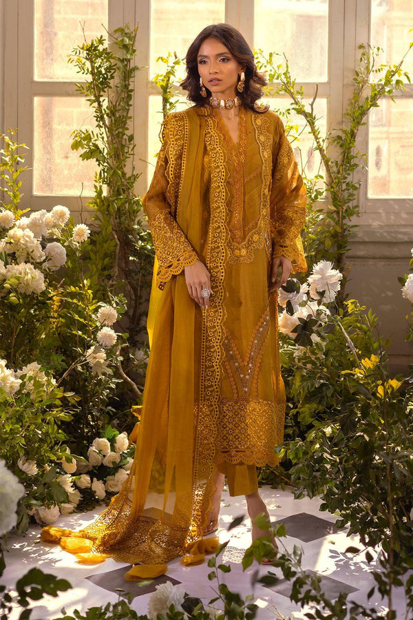 MISHKA - OCHRE GOLD SHIRT AND PANTS - Annus Abrar - Luxury Pret - raniazara