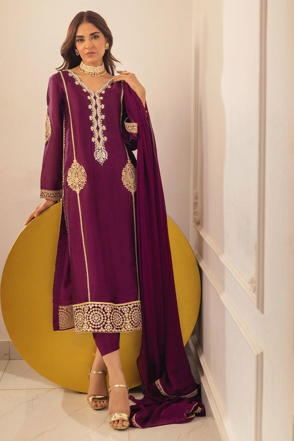 RUNELA MULBERRY - SHIRT, PANTS AND DUPATTA - Annus Abrar - Luxury Pret - raniazara