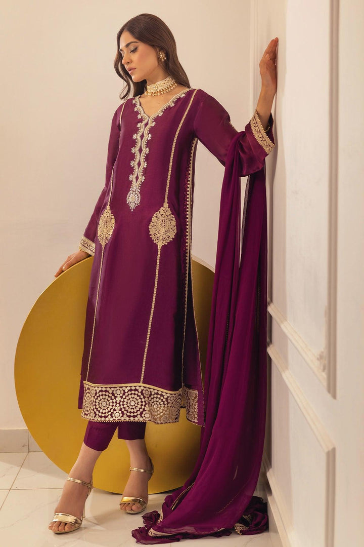 RUNELA MULBERRY - SHIRT, PANTS AND DUPATTA - Annus Abrar - Luxury Pret - raniazara