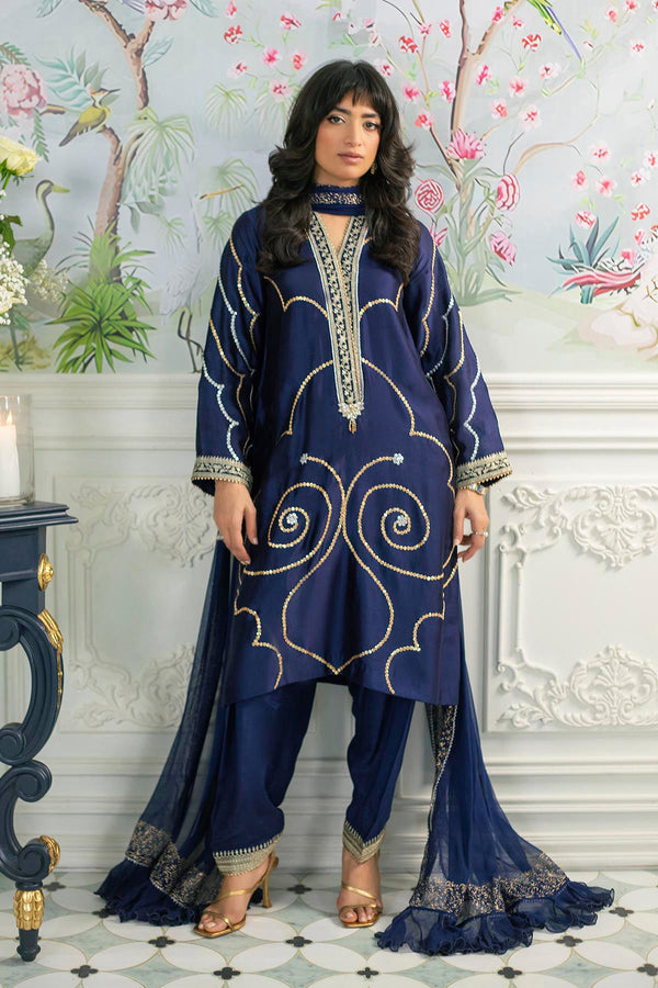 Izali Midnight - Shirt, Pants And Dupatta - Annus Abrar