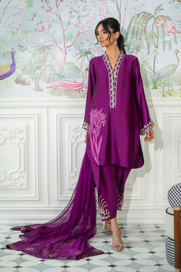 Melanie Plum - Shirt And Dupatta - Annus Abrar