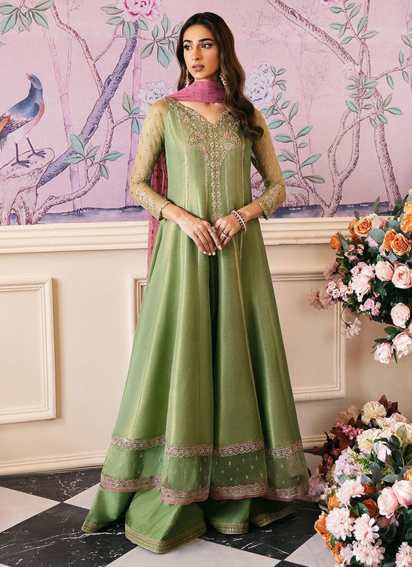 ANISA APPLE GREEN KALIDAAR AND DUPATTA - Farah Talib Aziz - Luxury Pret - raniazara