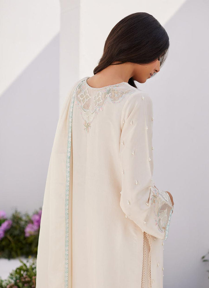 LYA IVORY EMBELLISHED RAW SILK SHIRT AND DUPATTA - FARAH TALIB AZIZ - Pret - raniazara