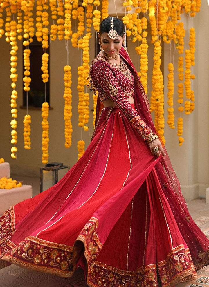 LENORA DEEP RED LENGHA CHOLI - Farah Talib Aziz - Mehndi - raniazara