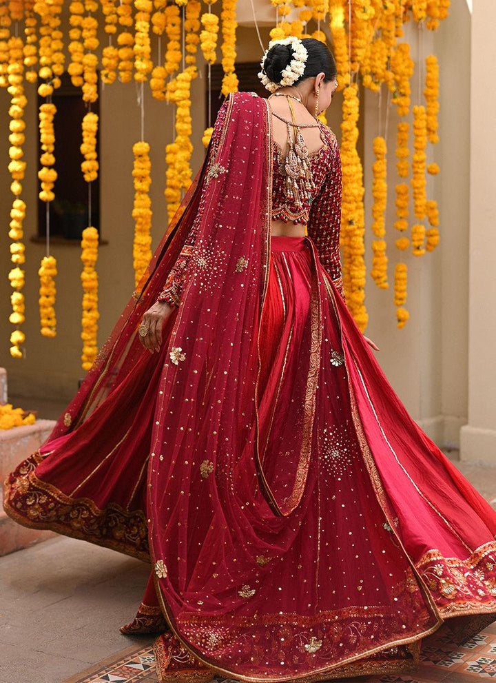 LENORA DEEP RED LENGHA CHOLI - Farah Talib Aziz - Mehndi - raniazara