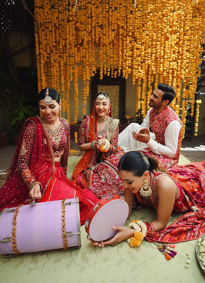 LENORA DEEP RED LENGHA CHOLI - Farah Talib Aziz - Mehndi - raniazara