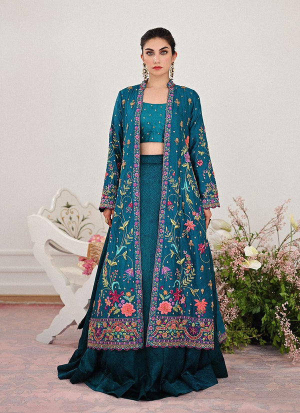 Elara Single Dhaagha Jacket With Block Printed Lehnga - Farah Talib Aziz - Formal