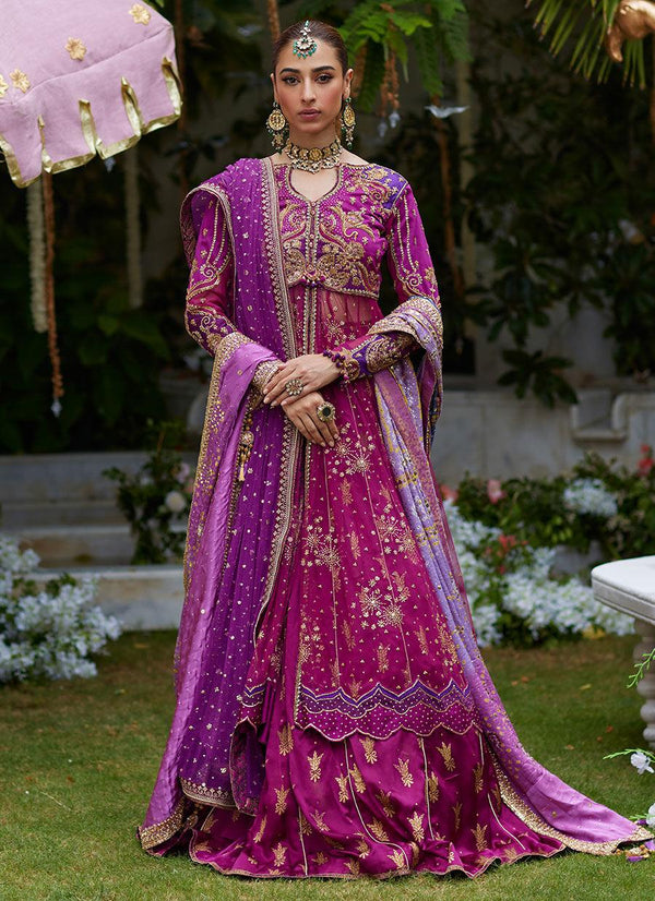 Raya Magenta Front Open Kalidaar - Farah Talib Aziz - Bridal - raniazara