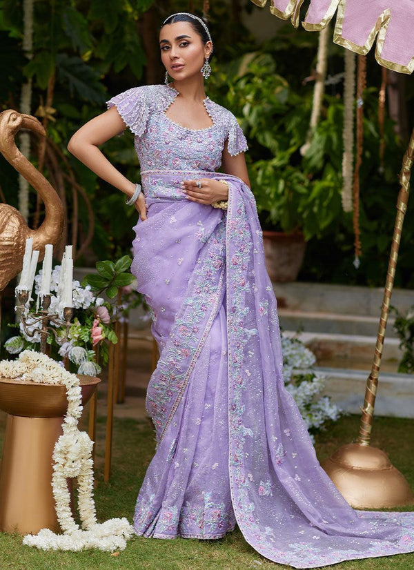 Sira Lavender Saree - Farah Talib Aziz - Bridal - raniazara