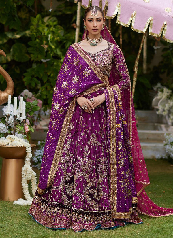 Zimal Plum Lehenga Choli - Farah Talib Aziz - Bridal - raniazara