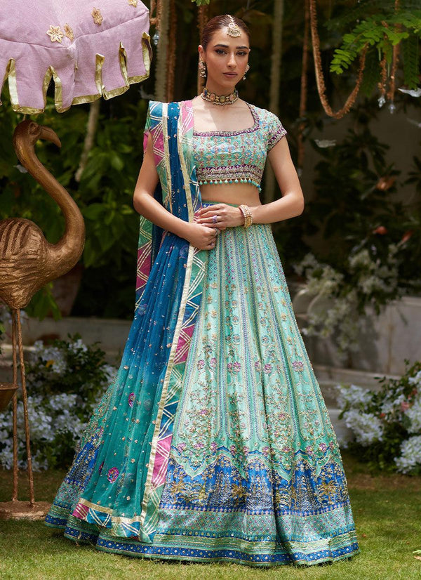 Asel Aqua Lehenga Choli - Farah Talib Aziz - Bridal - raniazara