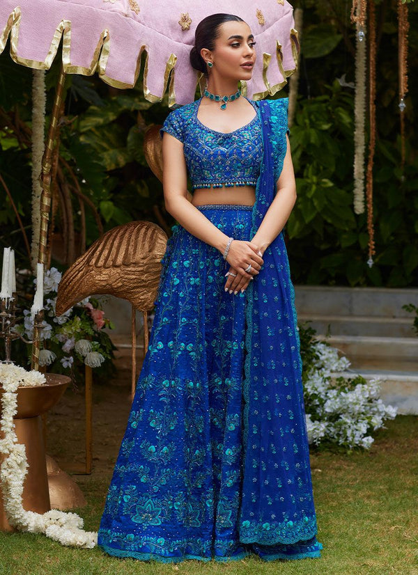 Laira Royal Blue Lehenga Choli - Farah Talib Aziz - Bridal - raniazara