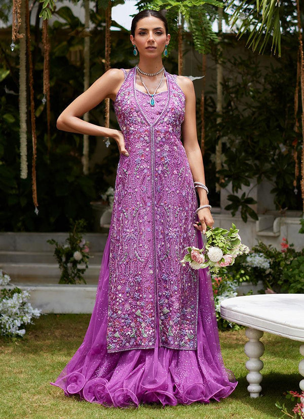 Hana Purple Front Open Jacket - Farah Talib Aziz - Bridal - raniazara