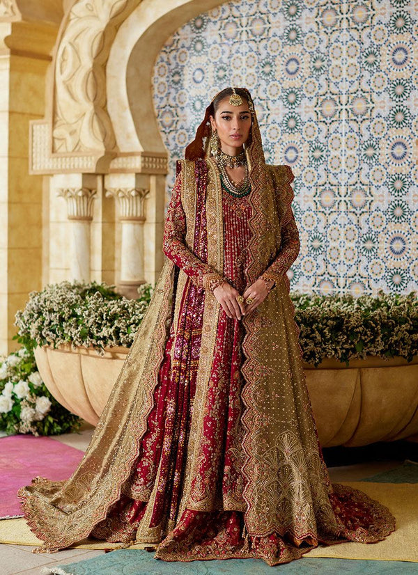 Zemira Crimson Farshi Lehenga - Farah Talib Aziz - Bridal - raniazara