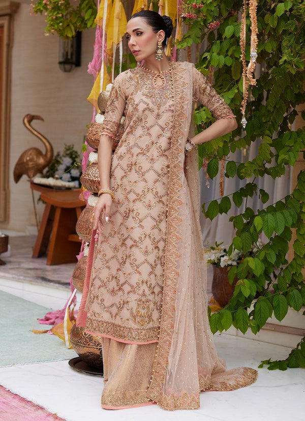 Elaya Light Gold Paneled Shirt - Farah Talib Aziz - Bridal - raniazara