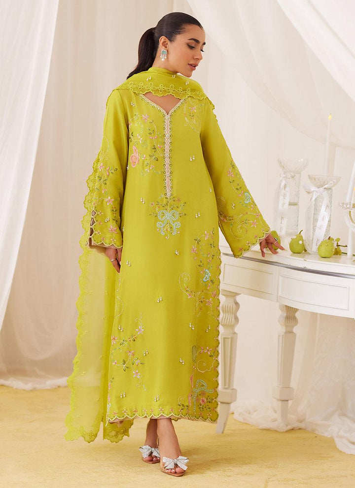 Marija Kiwi Green Embroidered Shirt And Dupatta - FARAH TALIB AZIZ - Pret - raniazara