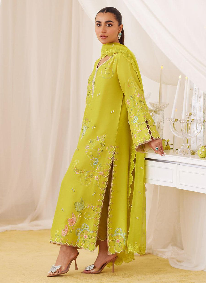 Marija Kiwi Green Embroidered Shirt And Dupatta - FARAH TALIB AZIZ - Pret - raniazara