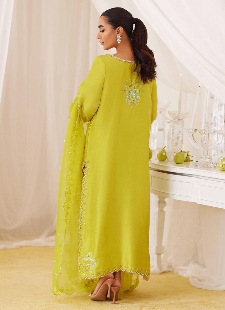 Marija Kiwi Green Embroidered Shirt And Dupatta - FARAH TALIB AZIZ - Pret - raniazara