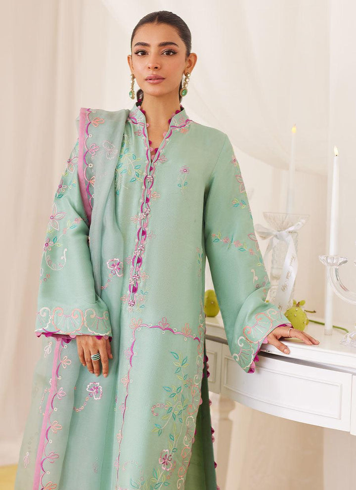 Petra Fern Green Embroidered Shirt And Dupatta - FARAH TALIB AZIZ - Pret - raniazara