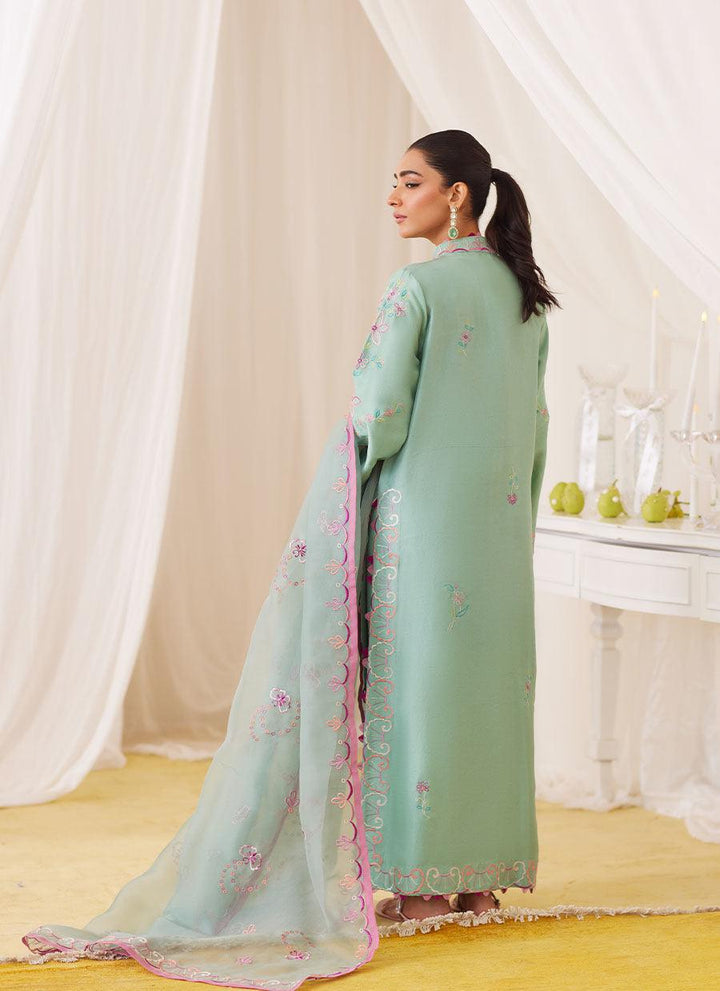 Petra Fern Green Embroidered Shirt And Dupatta - FARAH TALIB AZIZ - Pret - raniazara