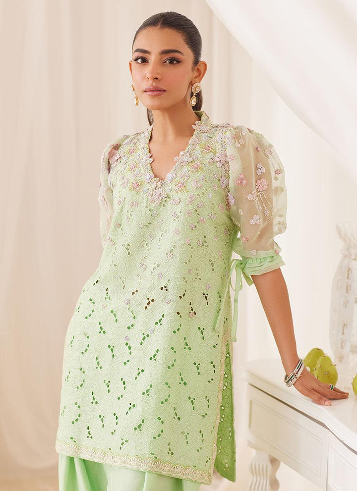 Nikol Mint Hand Embellished Shirt - FARAH TALIB AZIZ - Pret - raniazara