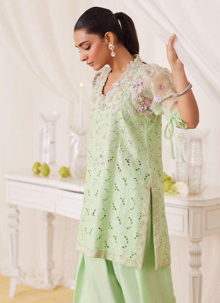 Nikol Mint Hand Embellished Shirt - FARAH TALIB AZIZ - Pret - raniazara