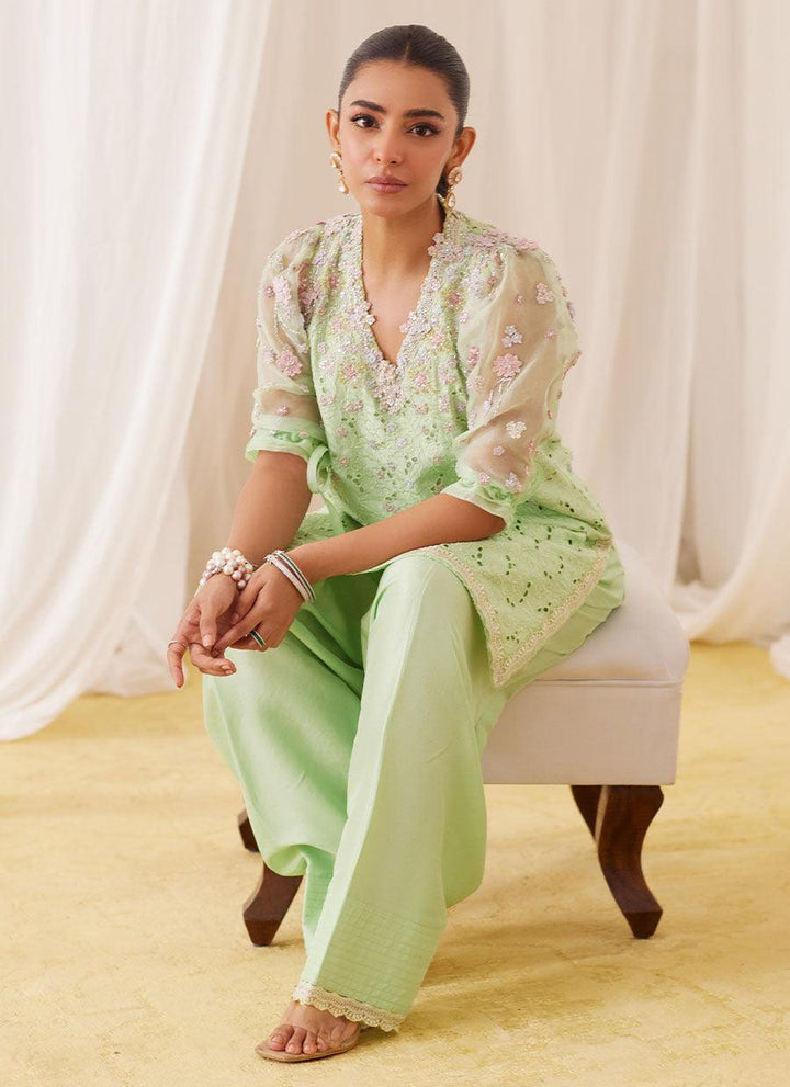 Nikol Mint Hand Embellished Shirt - FARAH TALIB AZIZ - Pret - raniazara