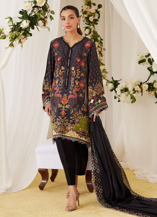 Maala Printed Raw Silk Shirt And Dupatta - FARAH TALIB AZIZ - Pret - raniazara