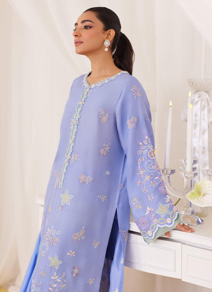 Leesha Periwinkle Blue Raw Silk Shirt And Dupatta - FARAH TALIB AZIZ - Pret -  raniazara