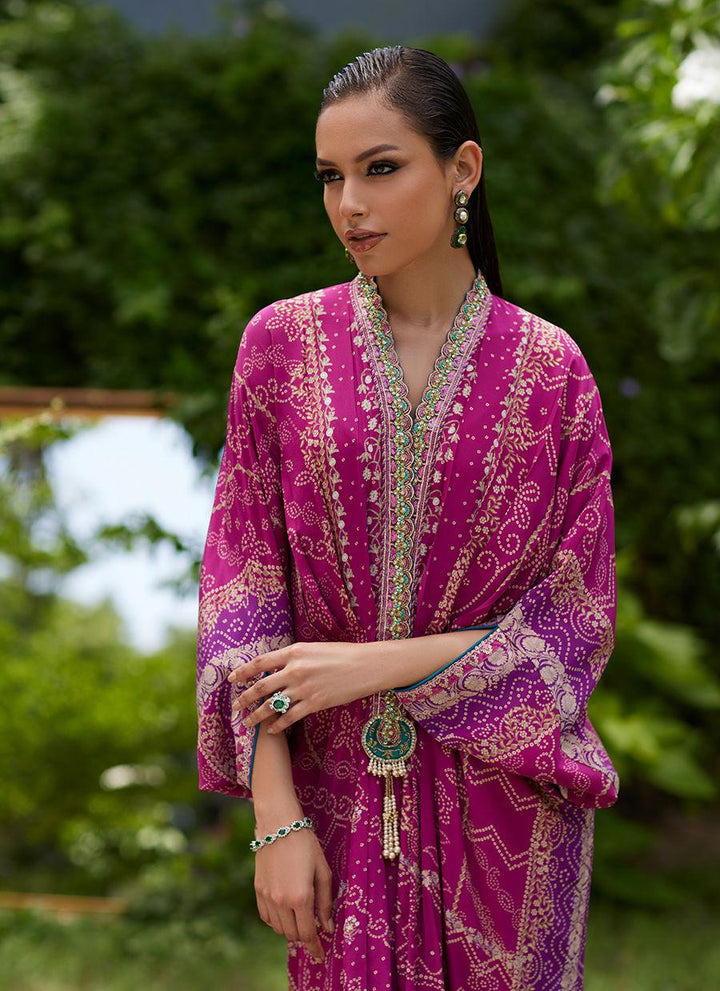 Zahli Magenta Ombre Kaftan - Farah Talib Aziz - Kaftan Dresses - Pret - raniazara