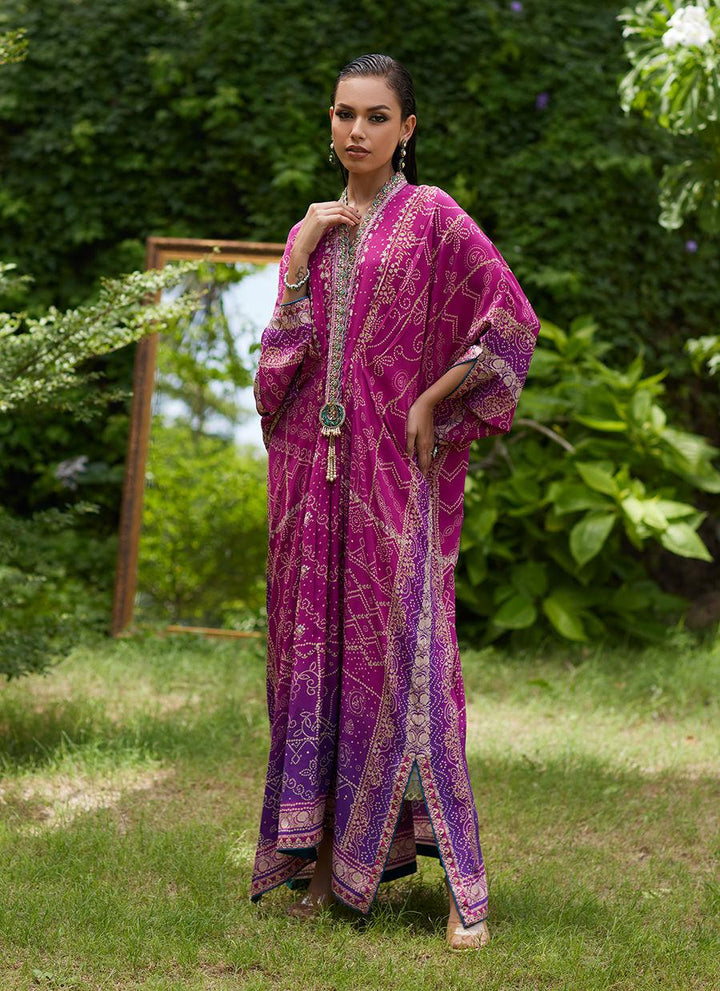 Zahli Magenta Ombre Kaftan - Farah Talib Aziz - Kaftan Dresses - Pret - raniazara