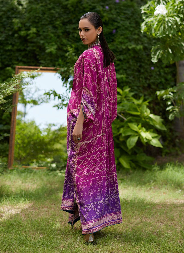 Zahli Magenta Ombre Kaftan - Farah Talib Aziz - Kaftan Dresses - Pret - raniazara