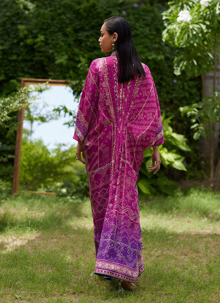 Zahli Magenta Ombre Kaftan - Farah Talib Aziz - Kaftan Dresses - Pret - raniazara