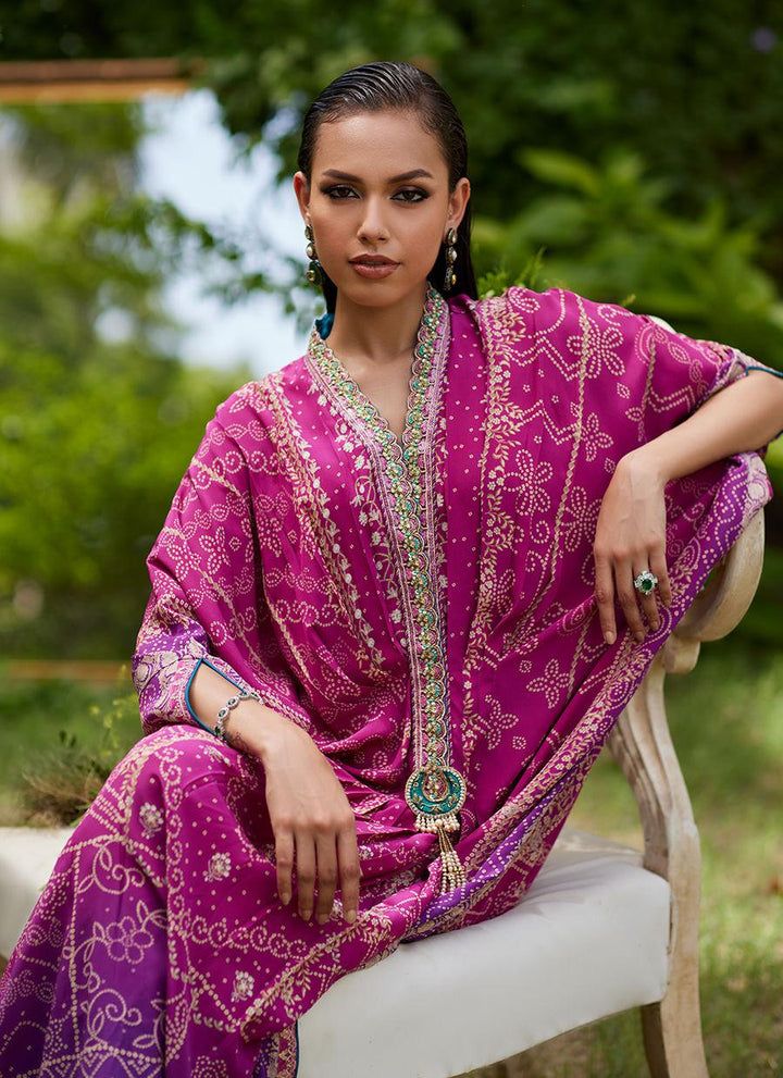 Zahli Magenta Ombre Kaftan - Farah Talib Aziz - Kaftan Dresses - Pret - raniazara