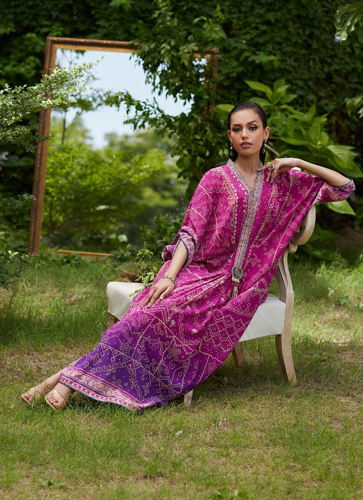 Zahli Magenta Ombre Kaftan - Farah Talib Aziz - Kaftan Dresses - Pret - raniazara