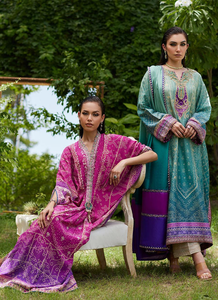 Zahli Magenta Ombre Kaftan - Farah Talib Aziz - Kaftan Dresses - Pret - raniazara