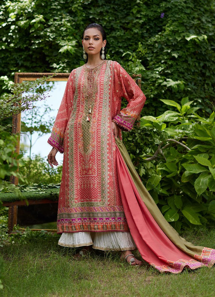 Bazif Burnt Orange Shirt And Dupatta - Farah Talib Aziz - Pakistani Suits - Pret - raniazara