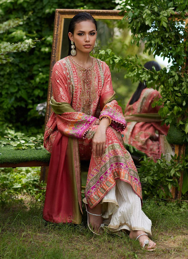 Bazif Burnt Orange Shirt And Dupatta - Farah Talib Aziz - Pakistani Suits - Pret - raniazara