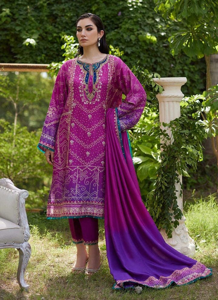 Tazeen Magenta Ombre Shirt And Dupatta - Farah Talib Aziz - Pakistani Suits - Pret - raniazara