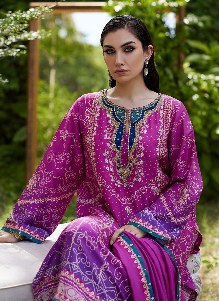 Tazeen Magenta Ombre Shirt And Dupatta - Farah Talib Aziz - Pakistani Suits - Pret - raniazara