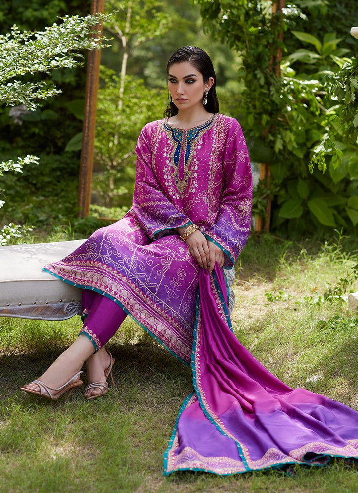 Tazeen Magenta Ombre Shirt And Dupatta - Farah Talib Aziz - Pakistani Suits - Pret - raniazara