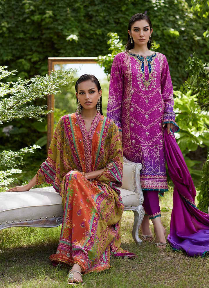 Tazeen Magenta Ombre Shirt And Dupatta - Farah Talib Aziz - Pakistani Suits - Pret - raniazara