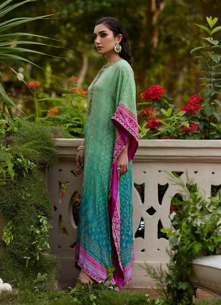 Persia Teal Ombre Kaftan  - Farah Talib Aziz - Kaftan Dresses - Pret - raniazara