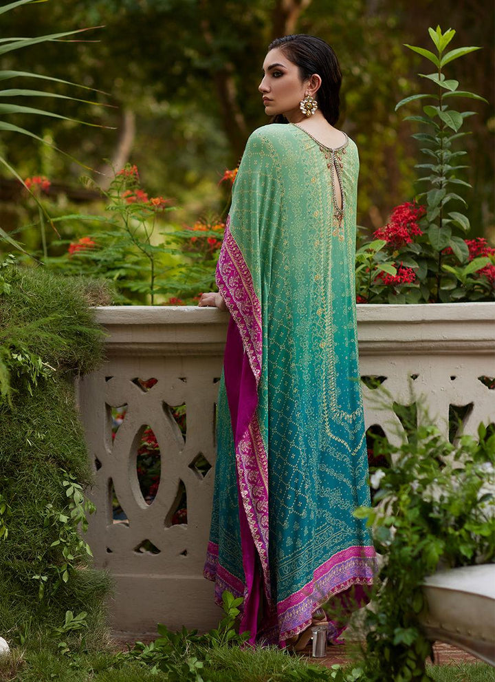 Persia Teal Ombre Kaftan  - Farah Talib Aziz - Kaftan Dresses - Pret - raniazara