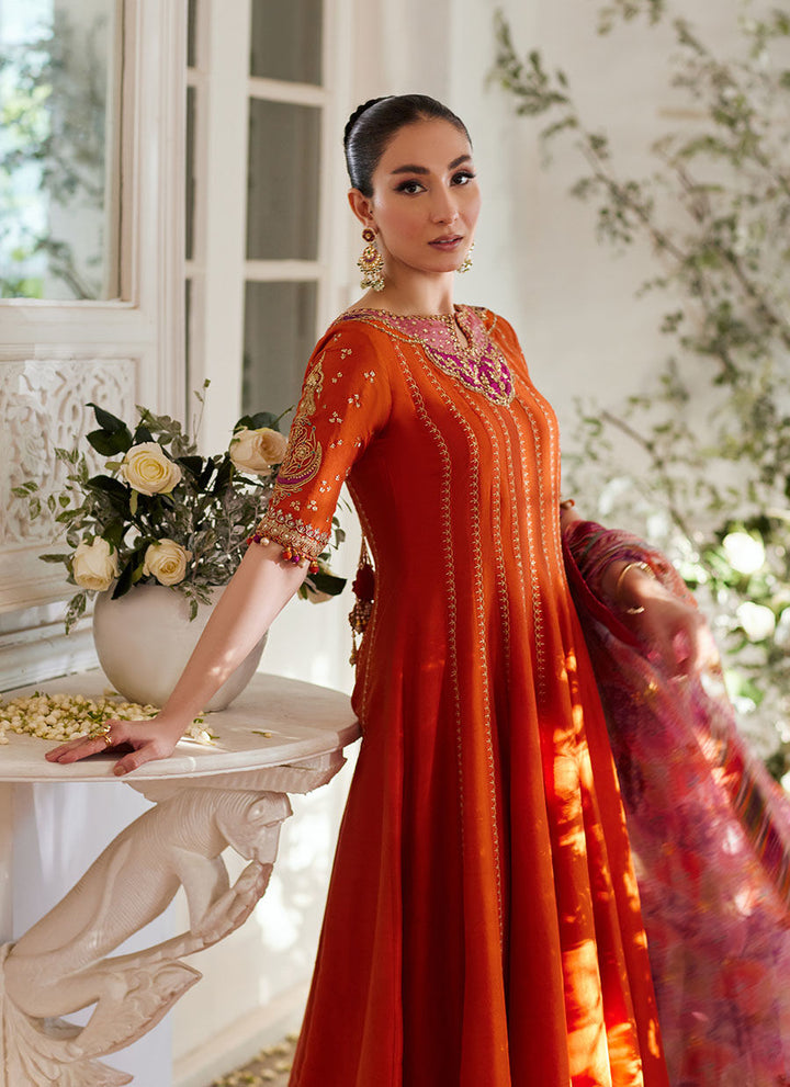 Kusum Burnt Orange Kalidaar and Dupatta - Farah Talib Aziz - Casual Suit - Pret - raniazara